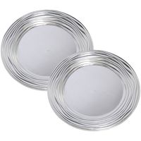 Set van 2x stuks kerstdiner onderborden rond zilver glimmend 33 cm - thumbnail