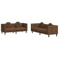 vidaXL 2-delige Loungeset met kussens fluweel bruin, bankenset, loveseat, 2zitsbank, bank, zitbank, 3zitsbank, 3 zits bank, 2 zits bank