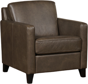 Grijze leren landelijke fauteuil Smart - poot hout bruin - Granada leer Ash (grijs leer)