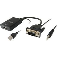 Equip 119038 video kabel adapter 0,2 m VGA (D-Sub) + 3.5mm DVI-D + USB Zwart