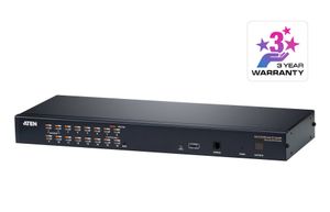 ATEN 1-Lokale/externe gedeelde toegang, 16-poorts Cat 5 KVM over IP-switch met poort serieschakeling