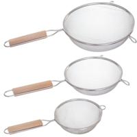 Secret de Gourmet Keukenzeefjes - 3x - 11,5-15-20 cm - RVS - zeefjes