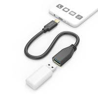 Hama Adapter USB - C-stekker - USB-A aansluiting (vergulde stekker, 5 Gbit/s, kabel 0,15m, OTG) zwart