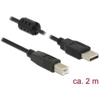 Delock USB-kabel USB 2.0 USB-A stekker, USB-B stekker 2.00 m Zwart Met Ferrietkern 84897 - thumbnail