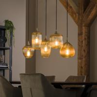 LifestyleFurn Hanglamp Zarek Glas 5-lamps - Amber - thumbnail