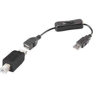 Renkforce USB-kabel USB 2.0 USB-A stekker, USB-B stekker 0.25 m Zwart Incl. aan/uitschakelaar, Vergulde steekcontacten RF-3346618