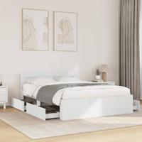 vidaXL Bedframe met hoofdbord bewerkt hout wit 140x200 cm