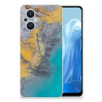 OPPO Reno8 Lite TPU Siliconen Hoesje Marble Blue Gold - thumbnail