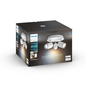 Philips Lighting Hue LED-plafondlamp voor badkamers 871951434091600 Hue White Amb. Adore Spot 3 flg. weiß 3x350lm inkl. Dimmschalter GU10 15 W