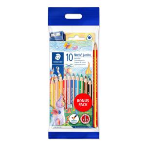 Staedtler Kleurpotlood Noris® jumbo 128 Ergonomisch, Driehoek 61 SET8 Geel, Huidkleuren, Oranje, Rood, Violet, Blauw, Lichtblauw, Groen, Bruin, Zwart 10 stuk(s)