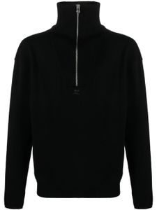 Courrèges pull zippé à logo brodé - Noir