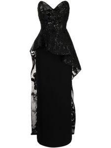 Saiid Kobeisy robe-bustier à broderies - Noir