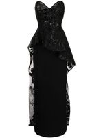 Saiid Kobeisy robe-bustier à broderies - Noir - thumbnail