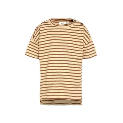 LIL' ATELIER MINI gestreept T-shirt Eddy van biologisch katoen camel/beige LIL' ATELIER MINI gestreept T-shirt Eddy van biologisch katoen camel/beige