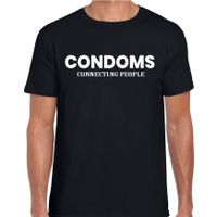 Condoms connecting people condooms fun / fout shirt zwart voor heren 2XL  - - thumbnail