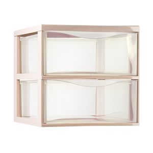 Plasticforte Ladeblokje/bureau organizer 2x lades - transparant/beige - L26 x B36 x H25 cm   -