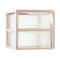 Plasticforte Ladeblokje/bureau organizer 2x lades - transparant/beige - L26 x B36 x H25 cm   - - thumbnail