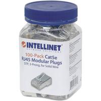 Intellinet Kabel Intellinet verpakking van 100 stuks Cat5e modulaire RJ45-stekkers STP 3-voudige klem voor massieve draad 100 stekkers in pot 790574 - thumbnail