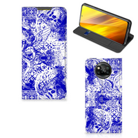 Mobiel BookCase Xiaomi Poco X3 Pro | Poco X3 Angel Skull Blauw - thumbnail