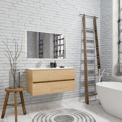 Zaro Valencia Solid Surface badmeubel 100cm licht eiken 1 kraangat spoelbak links met 2 lades Zaro Valencia Solid Surface badmeubel 100cm licht eiken 1 kraangat spoelbak links met 2 lades