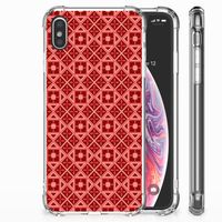 Apple iPhone Xs Max Doorzichtige Silicone Hoesje Batik Rood