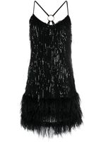 LIU JO robe courte ornée de plumes à sequins - Noir