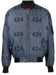 424 veste bomber matelassée à logo imprimé - Bleu