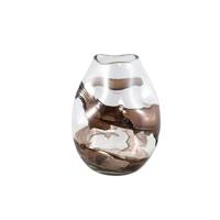 PTMD Lisee Brown solid glass vase line frost S