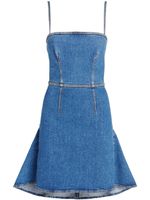 Alexander McQueen robe courte Kickback en jean à col v - Bleu