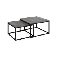 Meubella Salontafel Styler - Grijs - Eiken - 70 cm - set van 2 - thumbnail