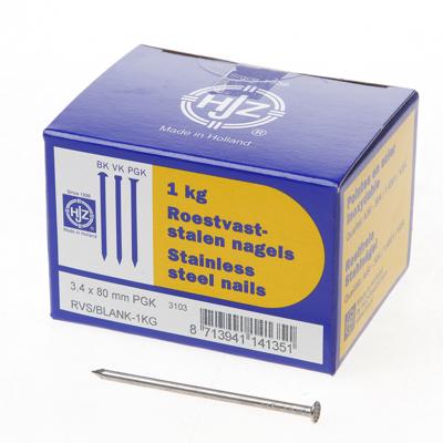 RVS nagels plat geruite kop 3.4 x 80mm 1kg