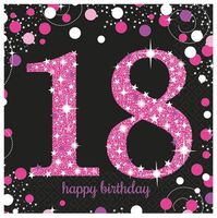 Servetten 18 jaar Sparkling Pink - thumbnail