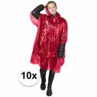 10x rode poncho met capuchon voor volwassenen