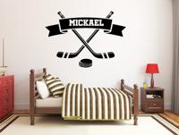 Muursticker - Hockey Stick / Gepersonaliseerd - thumbnail