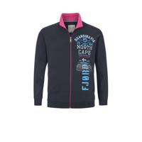 Jan Vanderstorm sweatvest Plus Size ULVI met printopdruk donkerblauw