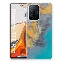 Xiaomi 11T | 11T Pro TPU Siliconen Hoesje Marble Blue Gold - thumbnail