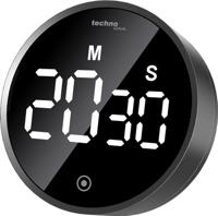 technoline Moderne korte wekker, keukentimer, count-down timer digitaal, rond, verlichting (ECO), touch, hoogglans zwart
