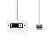 Mini DisplayPort-Kabel - DisplayPort 1.2 - Mini-DisplayPort Male - DisplayPort Female/DVI-D 24+1-Pins Female/HDMI Input - 21.6 Gbps - Vernikkeld - 0.20 m - Rond - PVC - Wit - Polybag