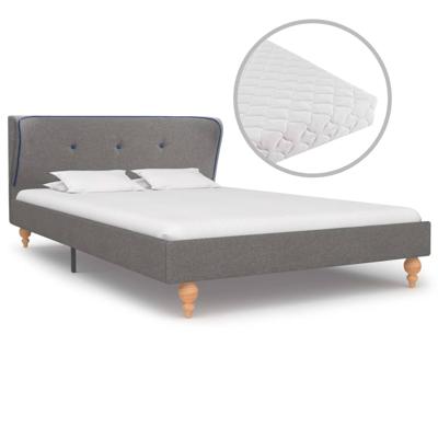 vidaXL Bed met matras stof lichtgrijs 120x200 cm