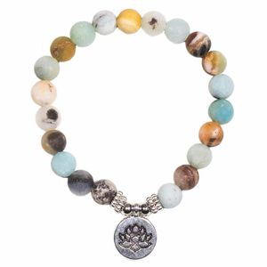 Edelsteen Armband Amazoniet Elastisch met met Lotus