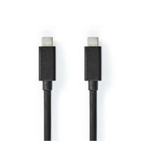 NEDIS USB-kabel | USB 3.2 Gen 2x2 | USB Type-C ™ stekker | USB type C ™ stekker | 20 Gbps | 100 W | vernikkeld | 2.00 m | rond | PVC | zwart | plastic zak