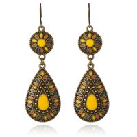 Druppelvorm Bohemian oorbellen hangers multicolor gele steen - thumbnail