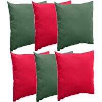 Bank/sier/tuin kussens voor binnen/buiten set 6x stuks rood/groen 40 x 40 cm