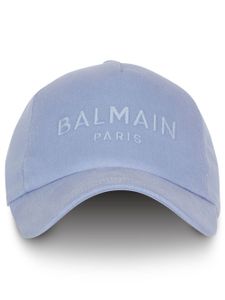 Balmain casquette en coton à logo brodé - Bleu