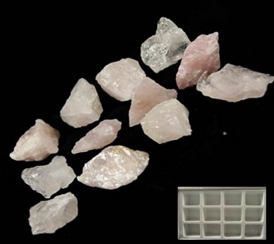 Rozenkwarts punten A in showdoos 12x - 3-4 cm - 40 g (12 stuks) - S