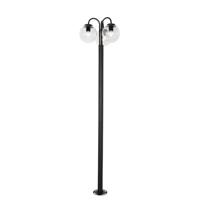 QAZQA - Modern Lantaarn zwart met helder glas 200 cm 3-lichts IP44 - Sfera | Buitenverlichting - Aluminium Langwerpig - E27 Geschikt voor LED - Max. 3 x 40 Watt