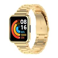 By Qubix - Stalen schakelband met case - Goud - Xiaomi Redmi Watch 2 (Lite)
