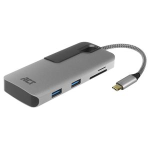 ACT AC7052 interface hub USB 3.2 Gen 1 (3.1 Gen 1) Type-C 5000 Mbit/s Zwart, Grijs