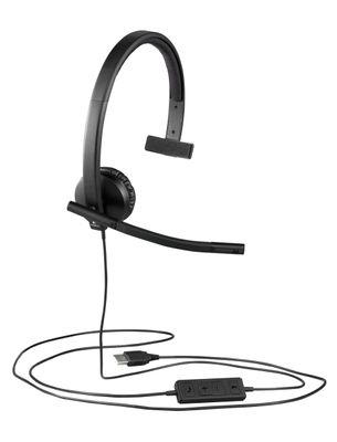 Logitech H570e On Ear headset Computer Kabel Mono Zwart Ruisonderdrukking (microfoon) Volumeregeling, Microfoon uitschakelbaar (mute)