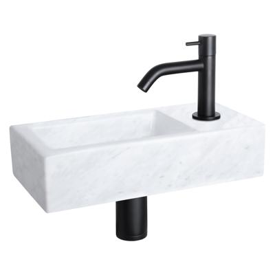 Differnz Helios fonteinset marmer met gebogen kraan mat zwart Differnz Helios fonteinset marmer met gebogen kraan mat zwart